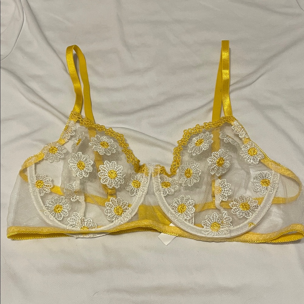 Embroidered Mesh Daisy Bra